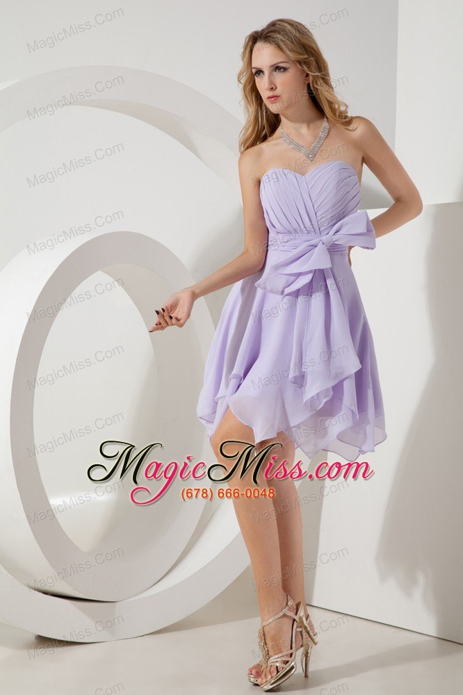 wholesale lilac empire sweetheart mini-length chiffon bowknot prom / homecoming dress