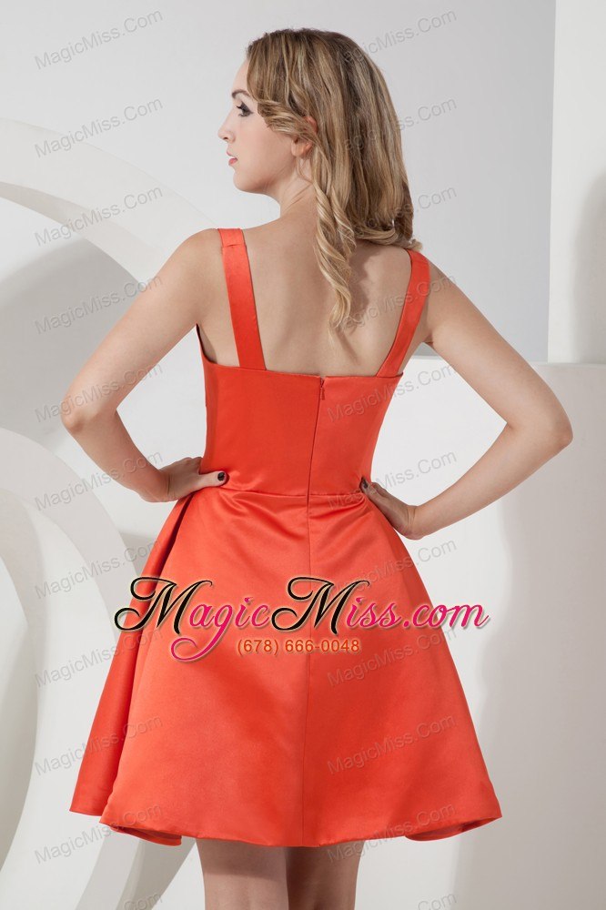 wholesale rust red a-line / princess straps mini-length satin prom dress