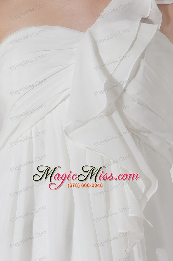 wholesale white empire one shoulder knee-length chiffon prom dress