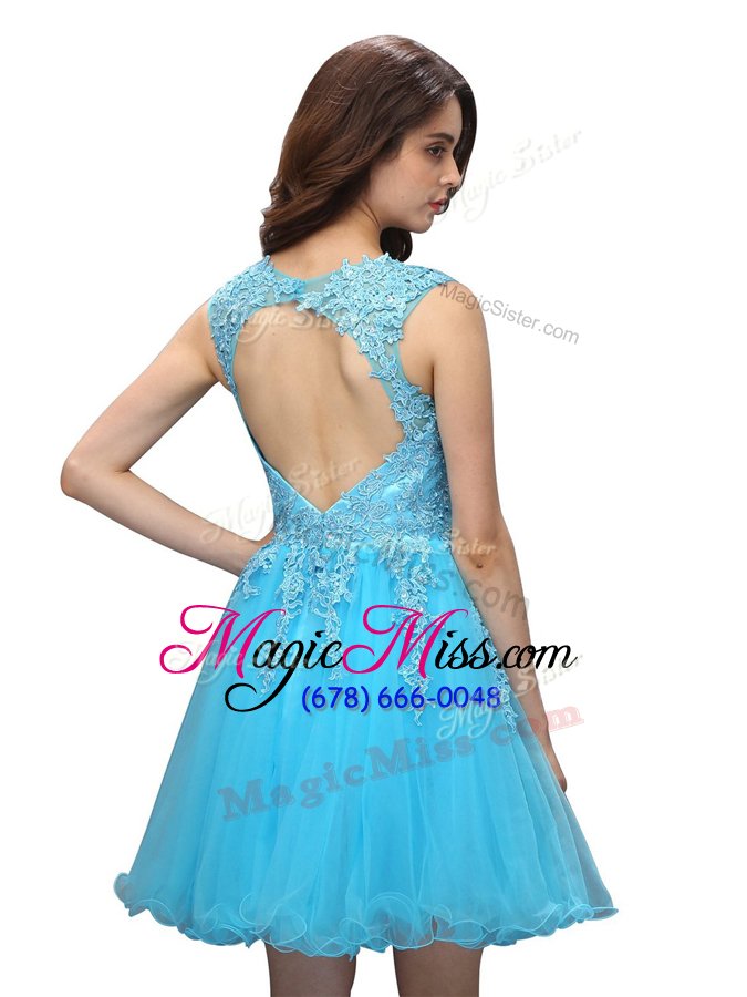 wholesale new style baby blue prom party dress prom and party and for with beading and appliques v-neck sleeveless backless