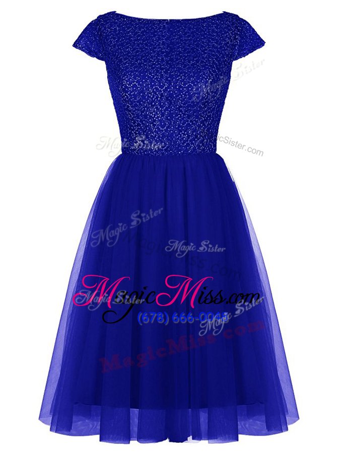 wholesale nice tulle cap sleeves knee length prom dress and beading