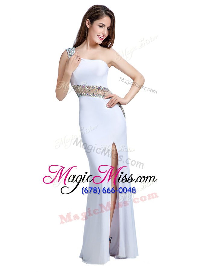 wholesale great grey prom gown prom and party and for with beading one shoulder sleeveless side zipper