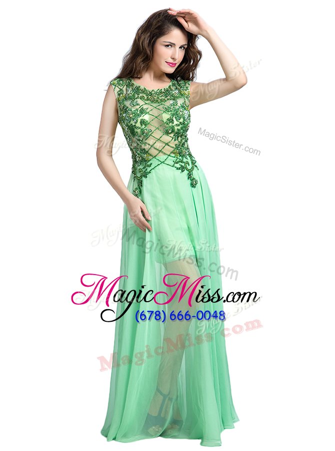 wholesale gorgeous scoop sleeveless backless homecoming dress apple green tulle