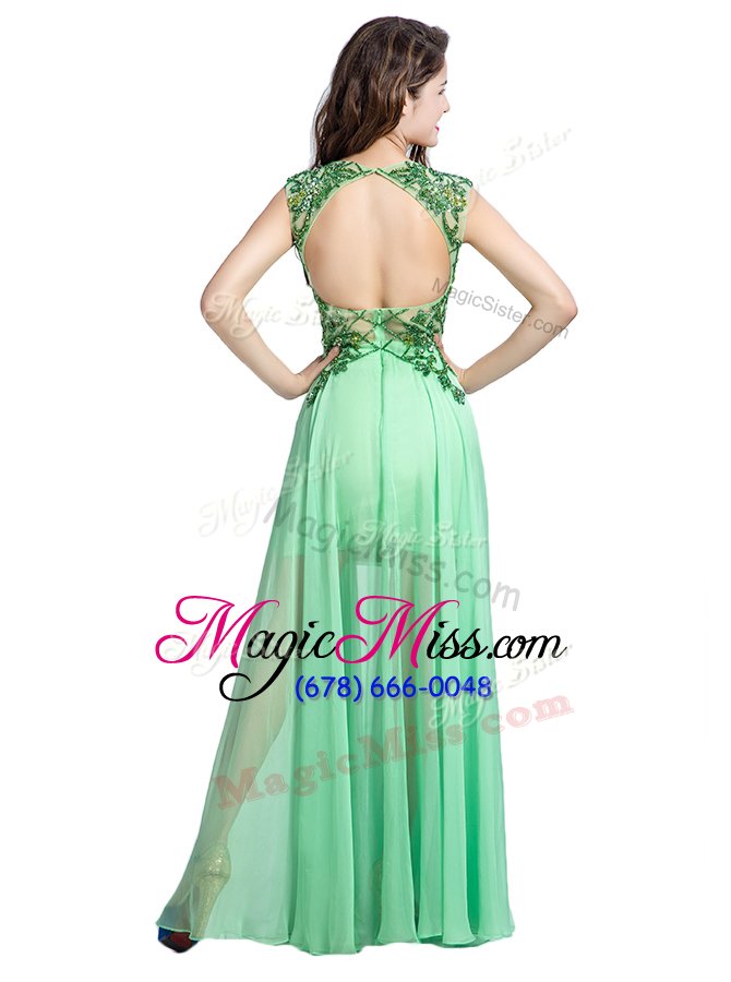 wholesale gorgeous scoop sleeveless backless homecoming dress apple green tulle