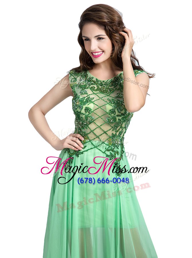 wholesale gorgeous scoop sleeveless backless homecoming dress apple green tulle