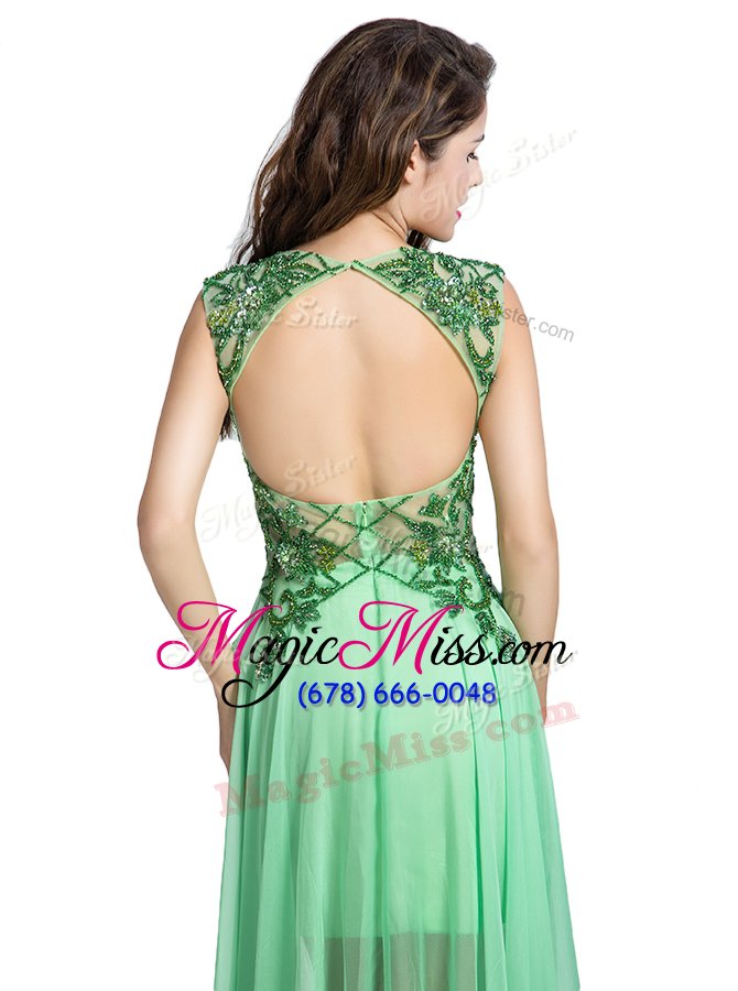 wholesale gorgeous scoop sleeveless backless homecoming dress apple green tulle