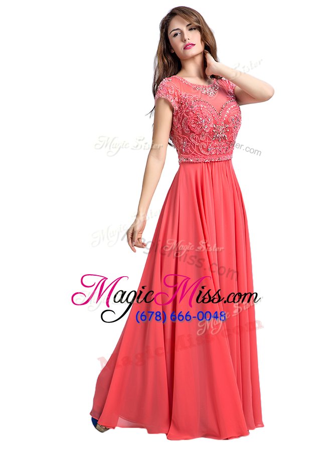 wholesale perfect scoop cap sleeves zipper floor length beading homecoming dress