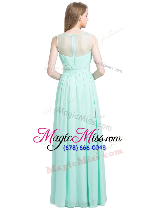 wholesale shining turquoise column/sheath bateau sleeveless chiffon floor length zipper appliques prom evening gown