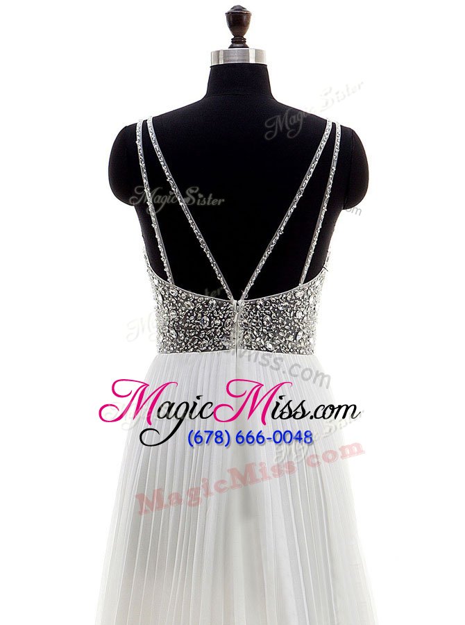 wholesale spectacular with train white wedding dresses bateau sleeveless sweep train zipper