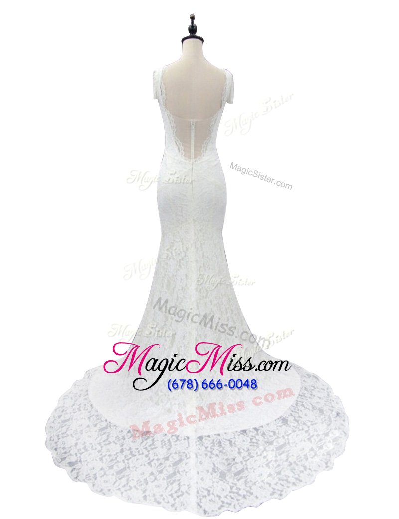 wholesale modest mermaid white cap sleeves with train lace zipper wedding gowns