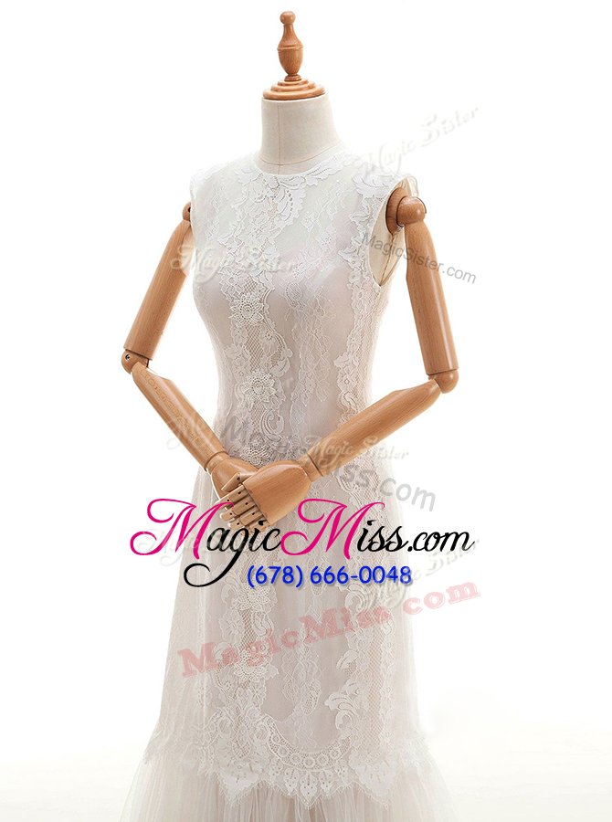 wholesale top selling sleeveless brush train clasp handle with train lace wedding gowns