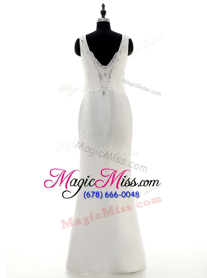 wholesale scoop beading wedding gown white side zipper sleeveless floor length