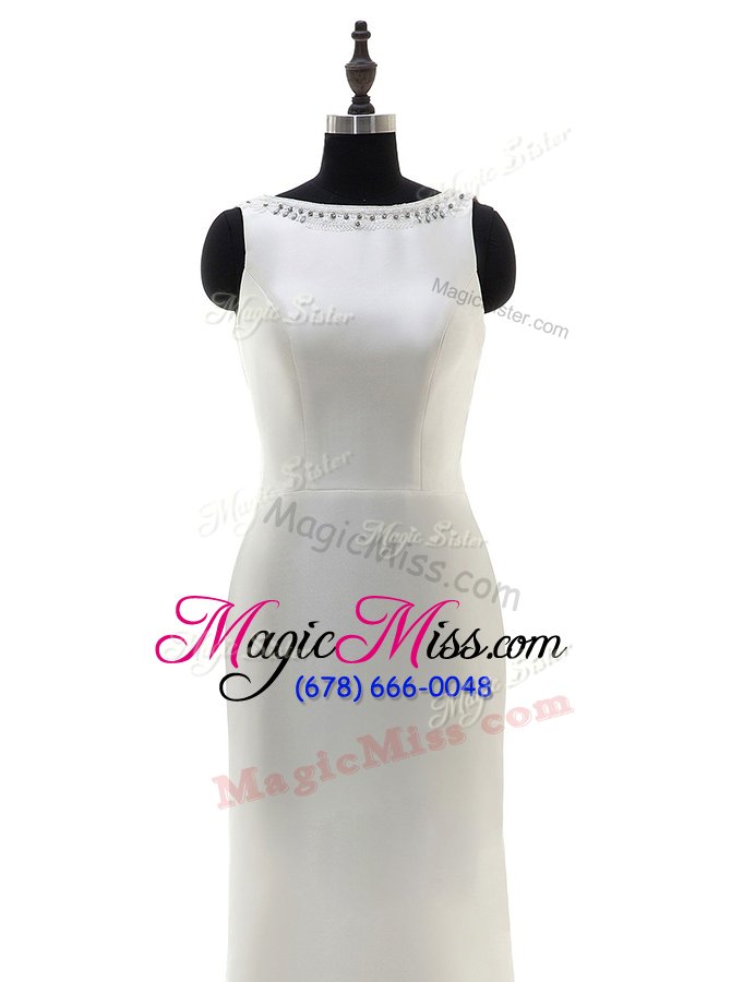 wholesale scoop beading wedding gown white side zipper sleeveless floor length