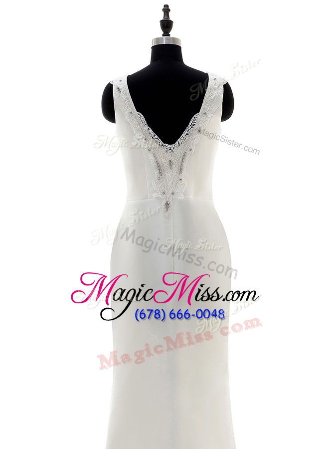 wholesale scoop beading wedding gown white side zipper sleeveless floor length