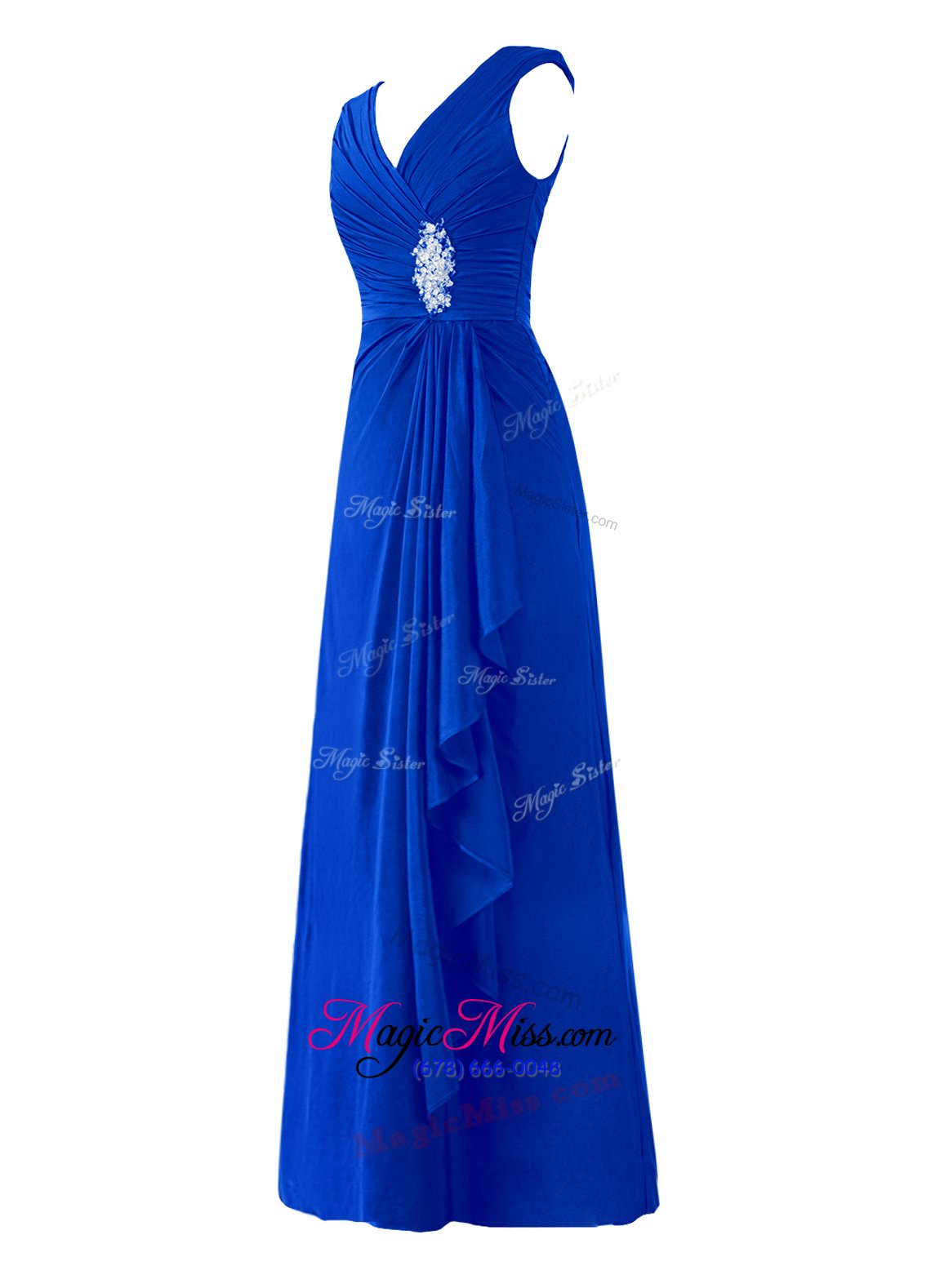 wholesale latest chiffon sleeveless floor length dress for prom and beading