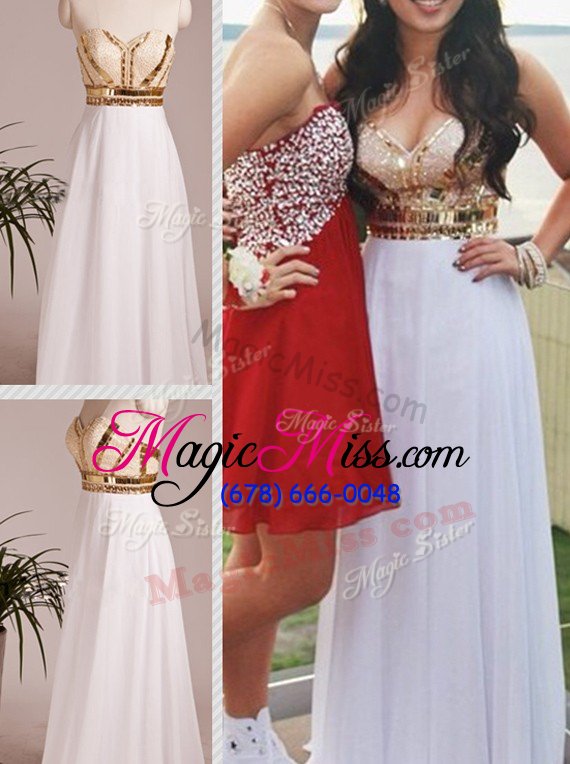 wholesale charming white zipper sweetheart beading homecoming dress chiffon sleeveless