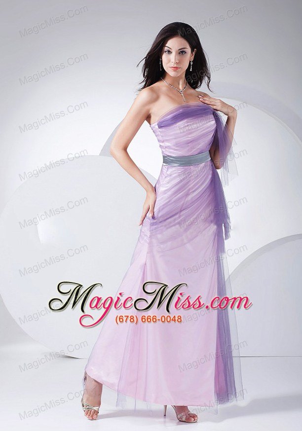 wholesale pink taffeta and tulle ankle-length strapless 2013 prom dress sash