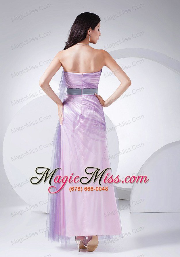 wholesale pink taffeta and tulle ankle-length strapless 2013 prom dress sash