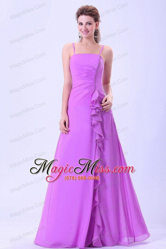 wholesale lavender prom dress with spaghetti straps chiffon ruffles