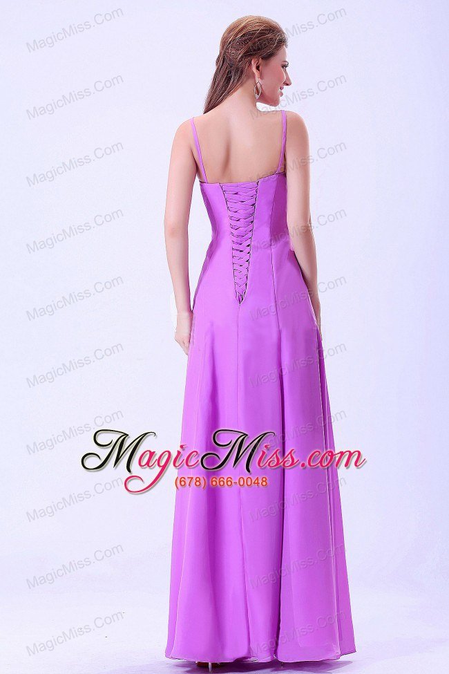 wholesale lavender prom dress with spaghetti straps chiffon ruffles