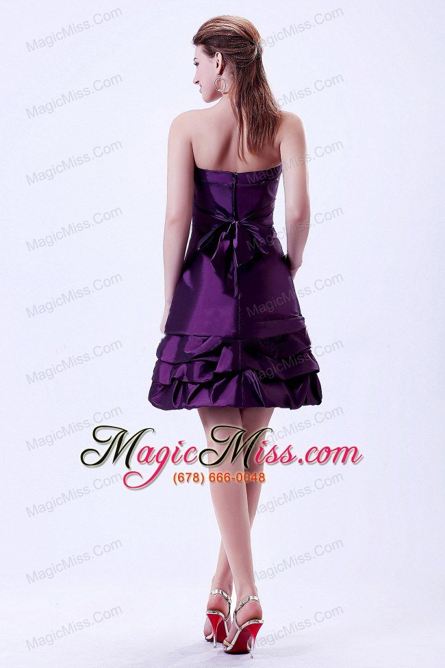 wholesale dark purple beaded prom / homecoming dress knee-length