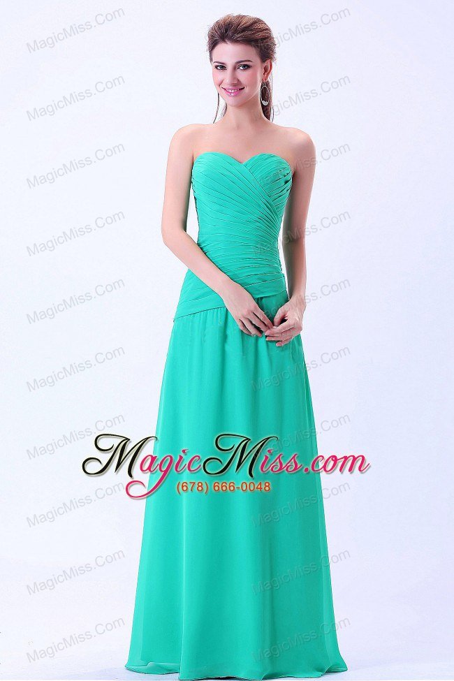 wholesale turquoise sweetheart bridemaid dress with ruching chiffon