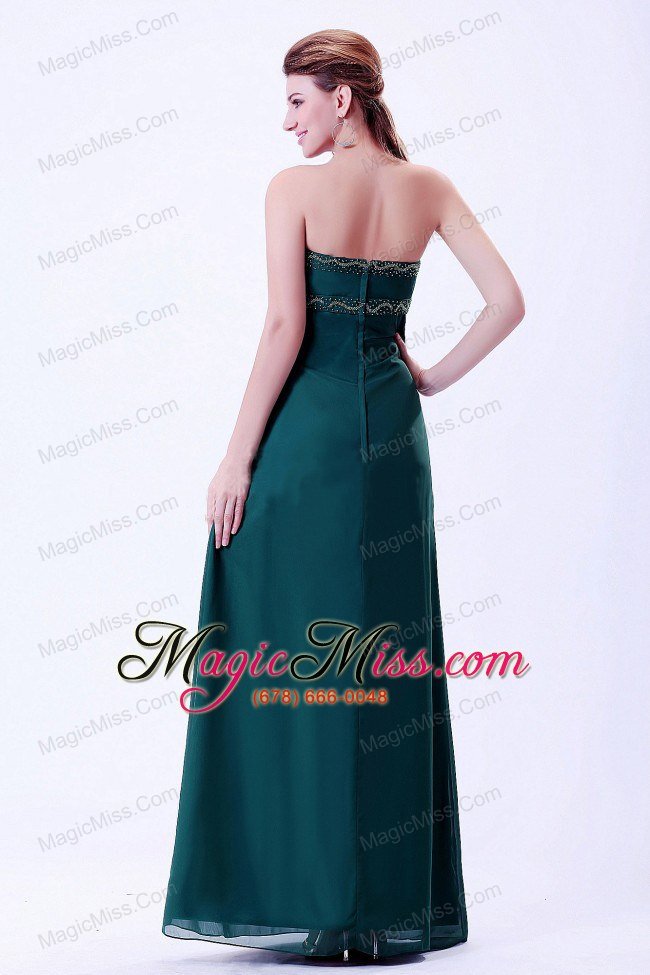 wholesale green prom / evening dress with beading and ruching chiffon