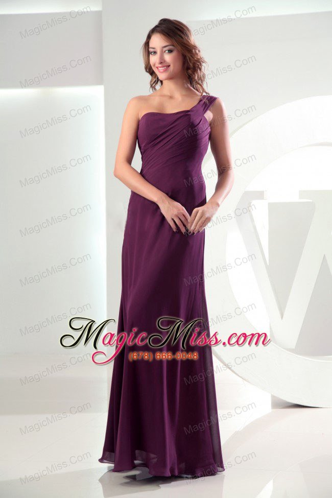 wholesale high slit beading one shoulder burgundy column prom dress