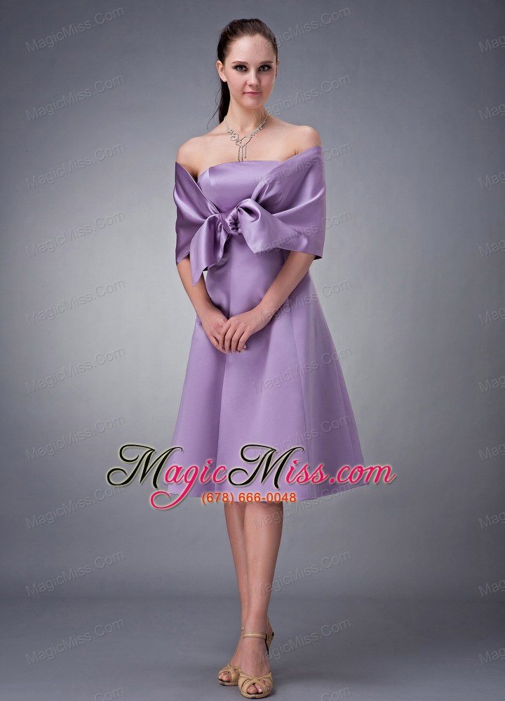 wholesale chic lavender a-line strapless bridesmaid dress tea-length satin