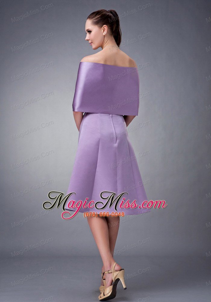 wholesale chic lavender a-line strapless bridesmaid dress tea-length satin