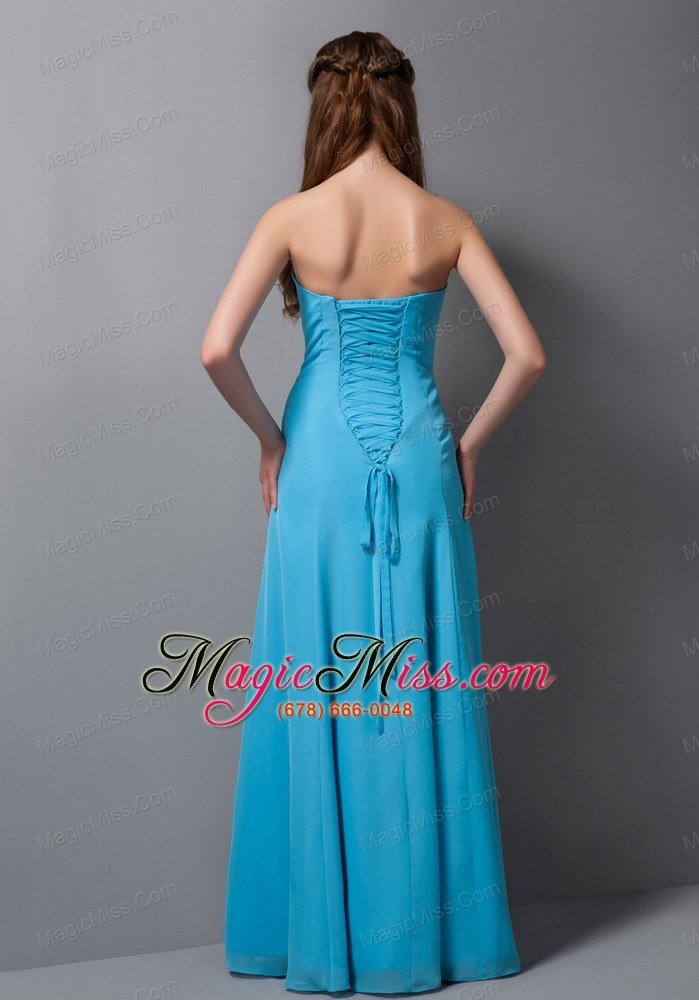 wholesale aqua empire strapless floor-length chiffon beading bridesmaid dress