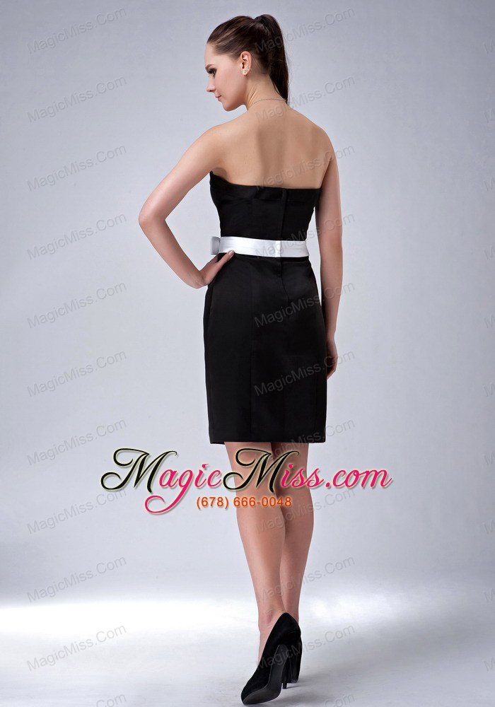 wholesale chic black column strapless bow bridesmaid dress mini-length satin