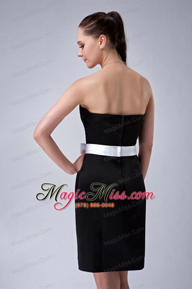 wholesale chic black column strapless bow bridesmaid dress mini-length satin