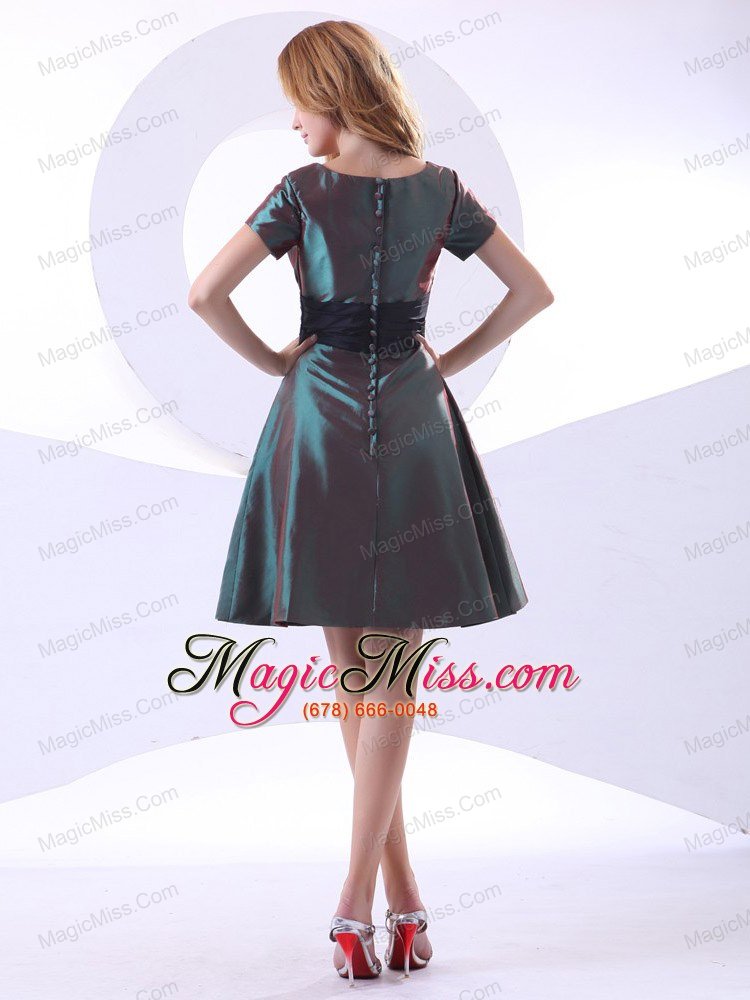 wholesale v-neck knee-length short sleeves a-line taffeta 2013 prom dress