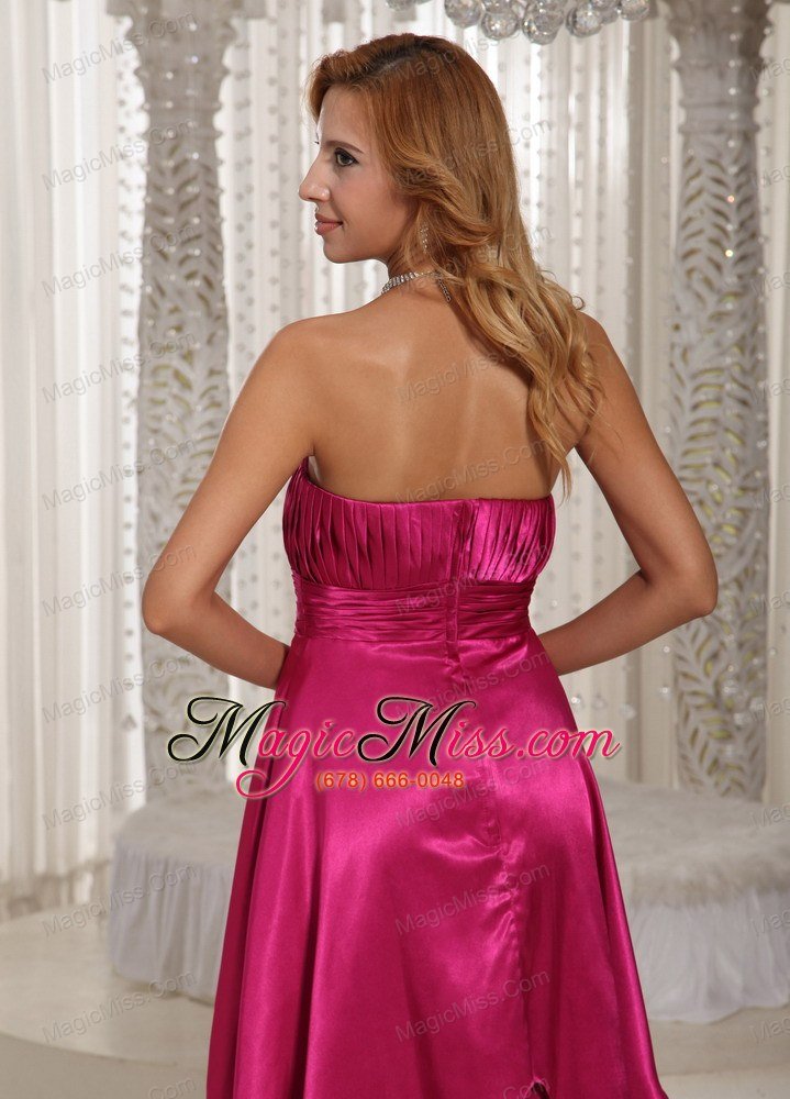 wholesale hot pink ruched bodice tea-length simple mother of the bride dress for wedding party