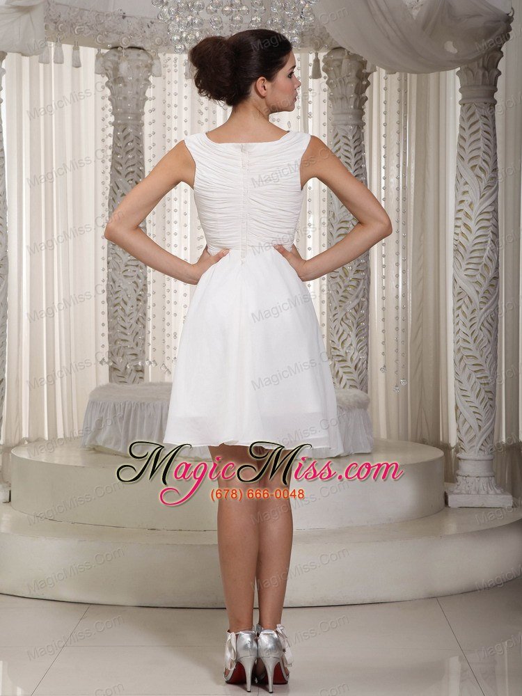 wholesale white empire v-neck mini-length chiffon prom dress