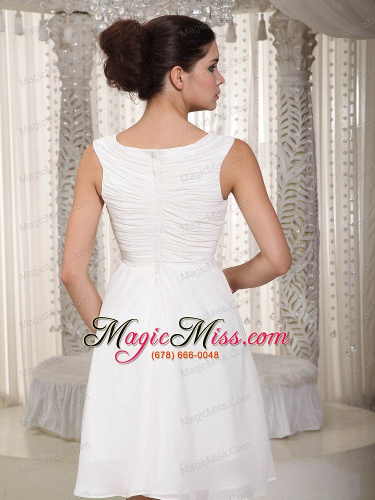 wholesale white empire v-neck mini-length chiffon prom dress