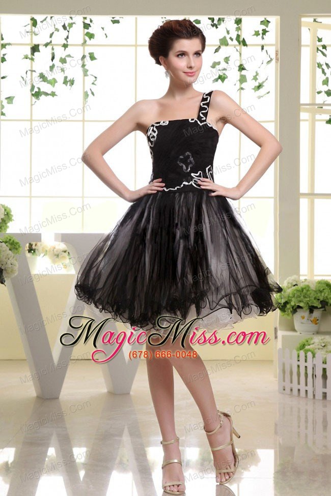 wholesale one shoulder mini-lingth organza for black prom dress