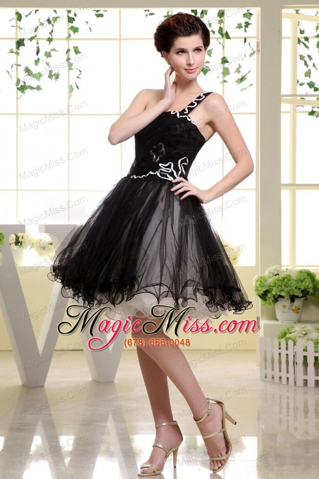 wholesale one shoulder mini-lingth organza for black prom dress