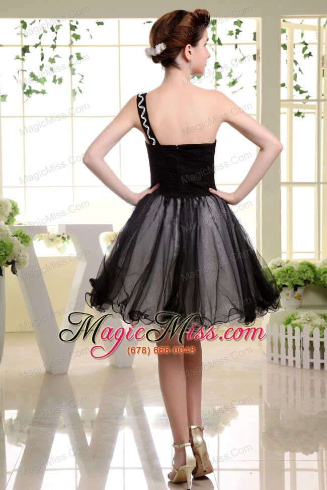 wholesale one shoulder mini-lingth organza for black prom dress