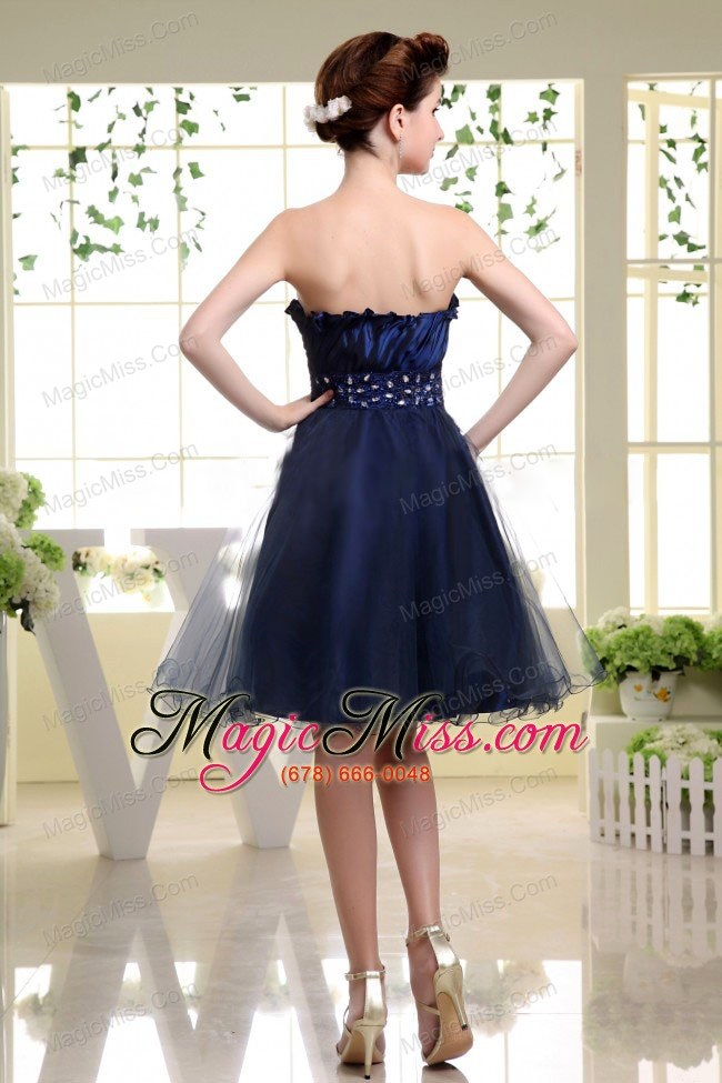 wholesale navy blue prom dress with beaded decorate waist