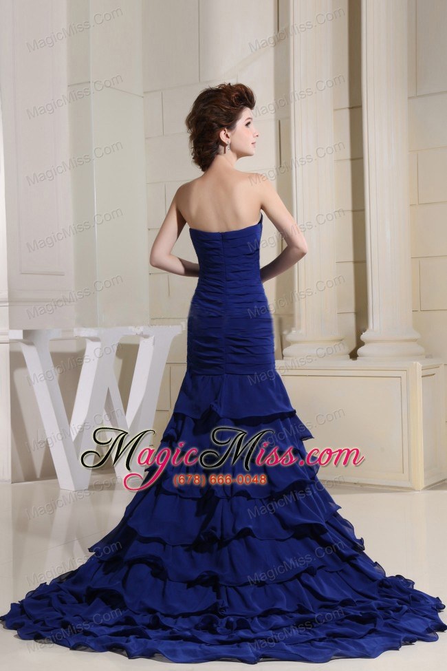 wholesale blue sweetheart and ruch bodice for prom dress with ruffled layers