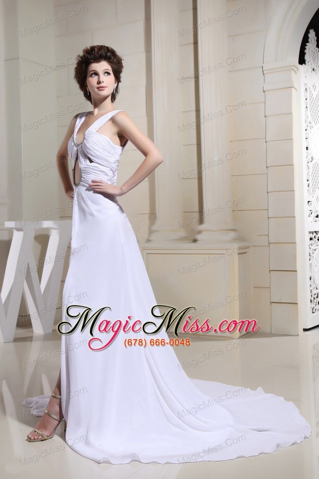 wholesale sexy with prom dress with ruched bodice and high slit