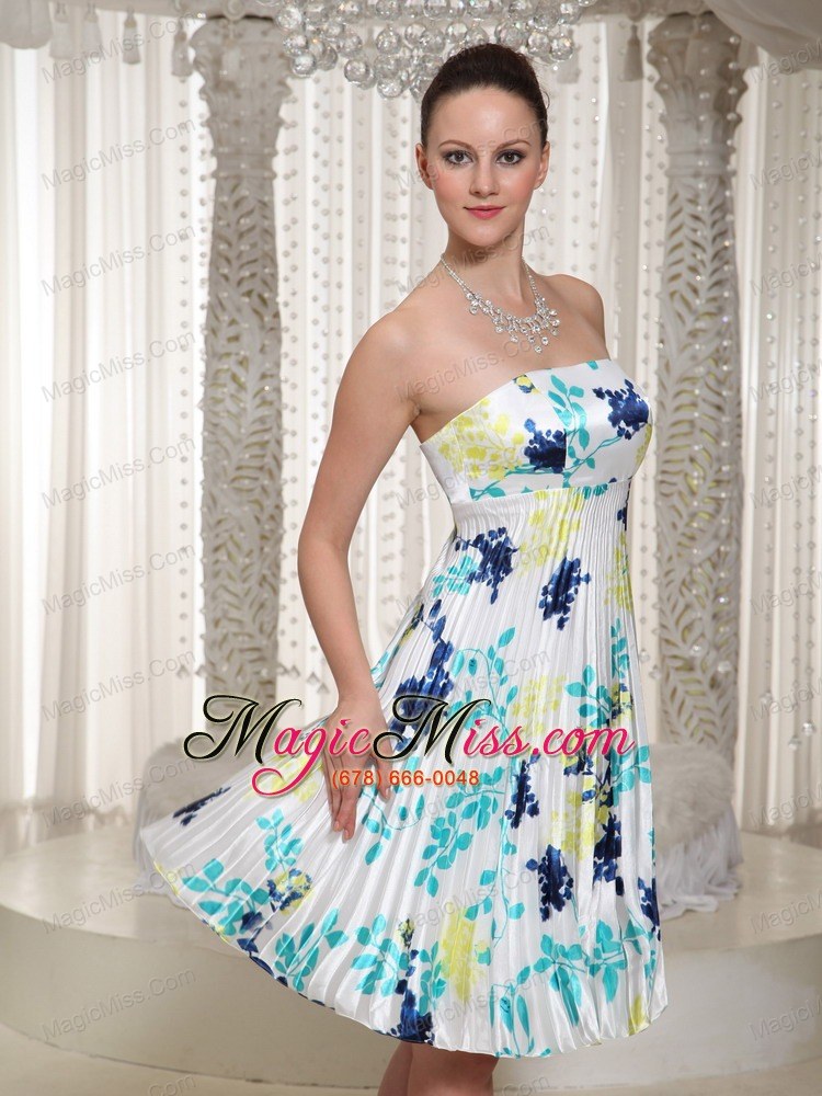 wholesale elegant prom dress with printing strapless neckline knee-length