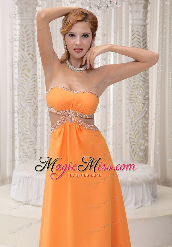 wholesale sexy orange empire prom / evening dress beaded decorate bust chiffon custom made