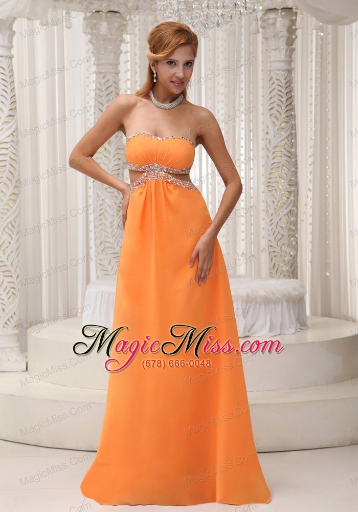 wholesale sexy orange empire prom / evening dress beaded decorate bust chiffon custom made