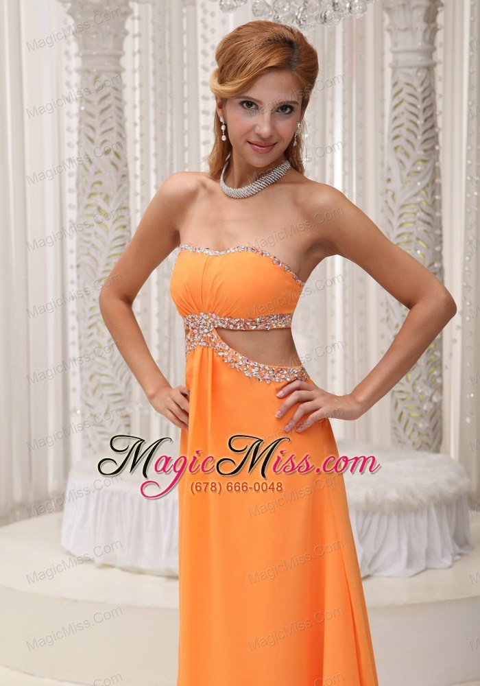 wholesale sexy orange empire prom / evening dress beaded decorate bust chiffon custom made