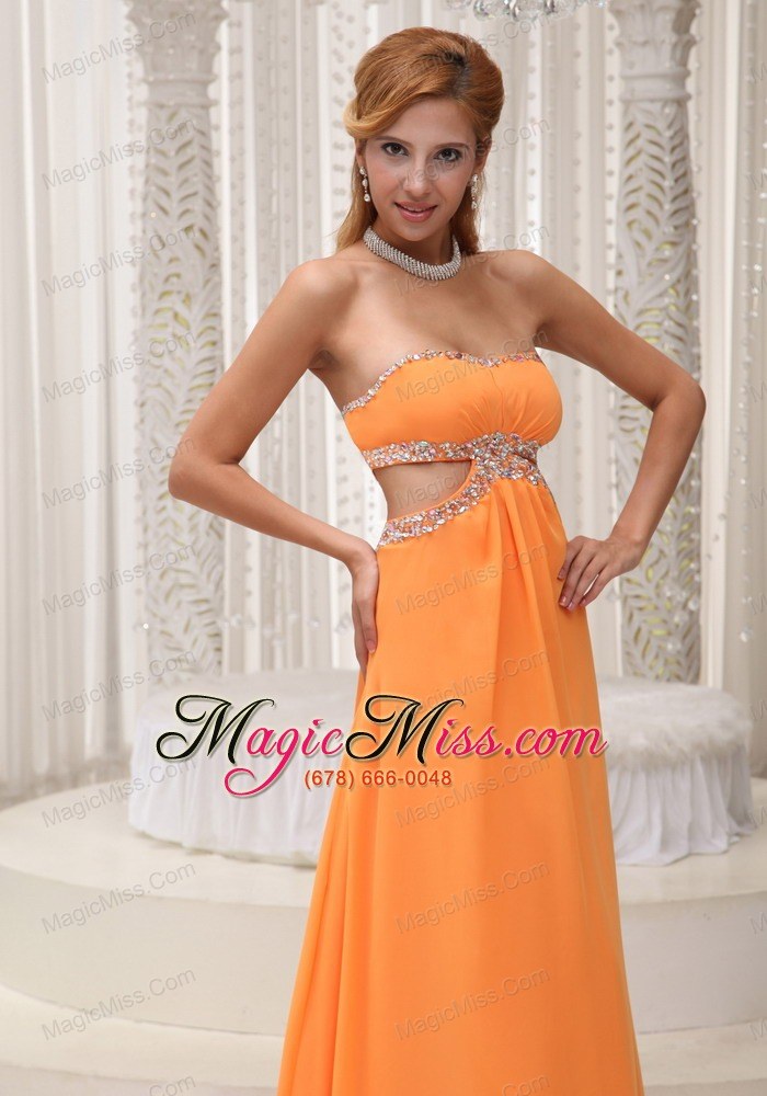 wholesale sexy orange empire prom / evening dress beaded decorate bust chiffon custom made