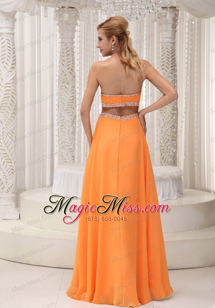 wholesale sexy orange empire prom / evening dress beaded decorate bust chiffon custom made