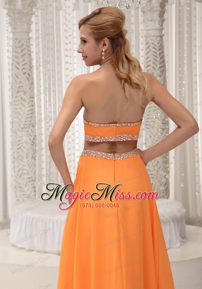 wholesale sexy orange empire prom / evening dress beaded decorate bust chiffon custom made